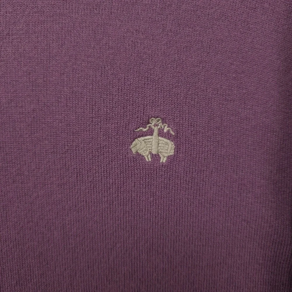 Brooks Brothers 346 Sweater Mens Large Purple Cashmere Cotton Crew Neck Pullover